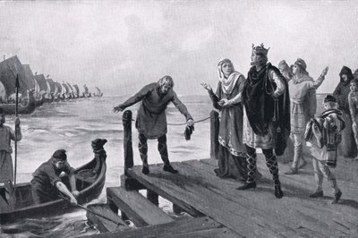 Edgar Rauhanturvaaja pitämässä laivastotilaisuutta AD973 tekijältä Margaret Dovaston