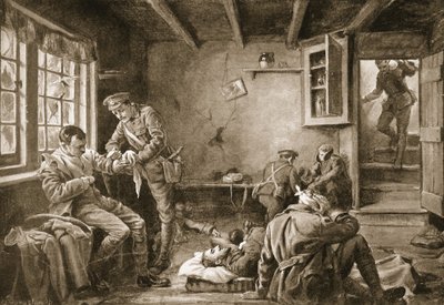 Korpraali Royall hoitamassa haavoittuneita tulituksen kohteena olleessa majatalossa (litografia). tekijältä Margaret Dovaston