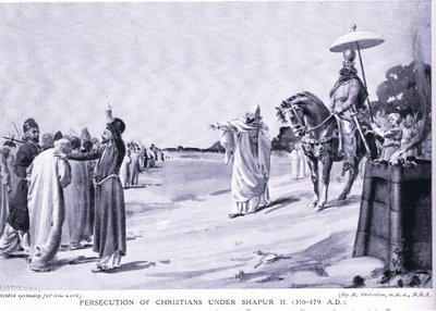 Kristittyjen vaino Shapur II:n aikana (litografia) tekijältä Margaret Dovaston