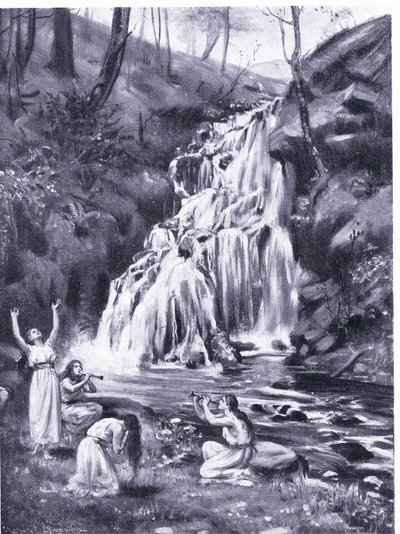 Foinikialaiset neidot surevat Adoniksen menetystä (litografia). tekijältä Margaret Dovaston