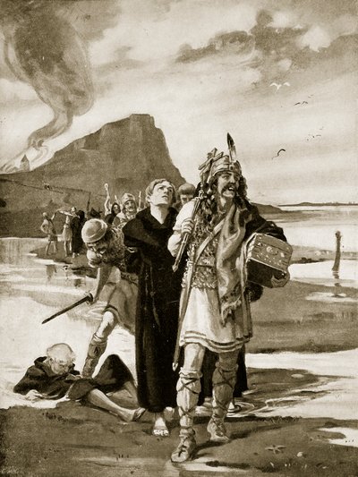 Lindisfarnen ryöstö, kuvitus teoksesta 