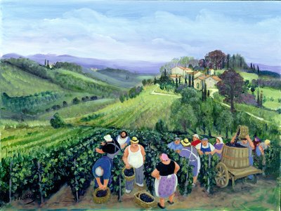 Chianti Maisema (öljy kankaalle) tekijältä Margaret Loxton