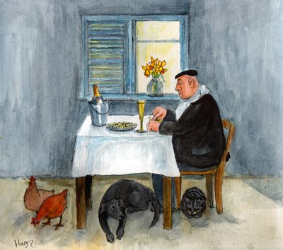 Pierren syntymäpäivä (akvarelli paperille) tekijältä Margaret Loxton