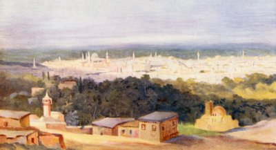 Damaskos Salehiyehistä (värilitografia). tekijältä Margaret Thomas