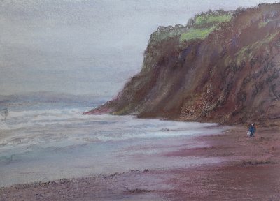 Cliffs at Shaldon S/Devon, 2020 (pastelli) tekijältä Margo Starkey