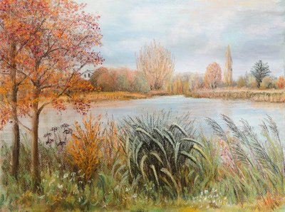 Thames-joki lähellä Windsoria, 2022 (pastelli) tekijältä Margo Starkey