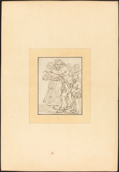 Vanha mies osoittaa vasemmalle tekijältä Maria Catharina Prestel after Adriaen Pietersz van de Venne