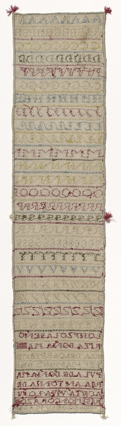 Sampler, c. 1830 (silkki pellavalle) tekijältä Maria Del Carmen Fernandez