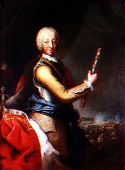 Sardinian kuninkaan (1701-73) Carlo Emanuele III Savoilaisen muotokuva tekijältä Maria Giovanna Battista Clementi