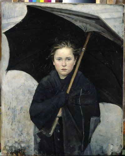 Sateenvarjo - Bashkirtseva, Maria Konstantinovna (1860-1884) - 1883 - Öljy kankaalle - 93x74 - Venäjän valtionmuseo, Pietari tekijältä Maria Konstantinova Bashkirtseva