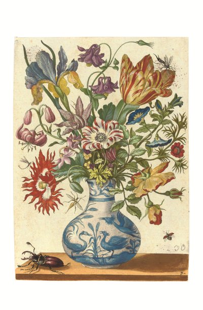 Lautanen Blumenbuchista (käsin väritetty kaiverrus) tekijältä Maria Sibylla Graff Merian