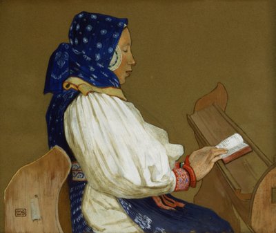Slovakialainen nainen rukouksessa, Vazcecz, Unkari, 1907 tekijältä Marianne Stokes