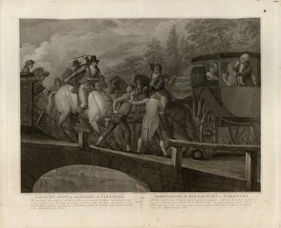 Ludvig XVI:n ja hänen perheensä pidätys Varennesissa, 22. kesäkuuta 1791, 1796. tekijältä Mariano Bovi