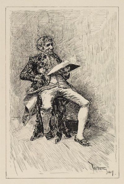 Sitzender Mann, der ein Buch liest tekijältä Mariano Fortuny