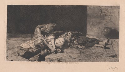 Arabe veillant le corps de son ami (Arabi valvoo ystävänsä ruumista) tekijältä Marià Fortuny