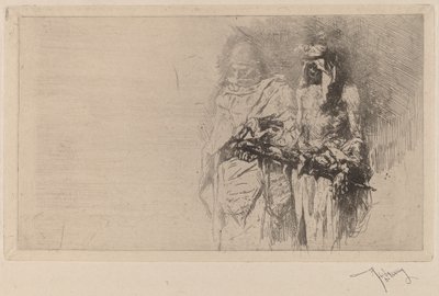 Croquis (kaksi arabialaista hahmoa) tekijältä Marià Fortuny