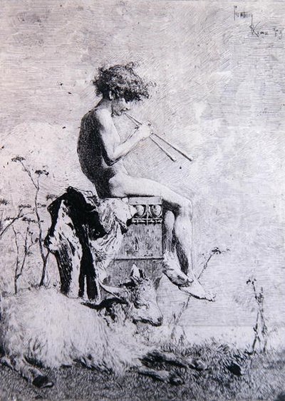 Idylli (etsaus) tekijältä Mariano José María Bernardo Fortuny y Carbó