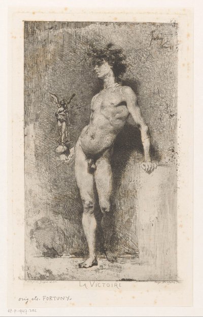 Alaston mies Niken kanssa La Victoire (nimi esineessä) tekijältä Mariano José María Bernardo Fortuny y Carbó
