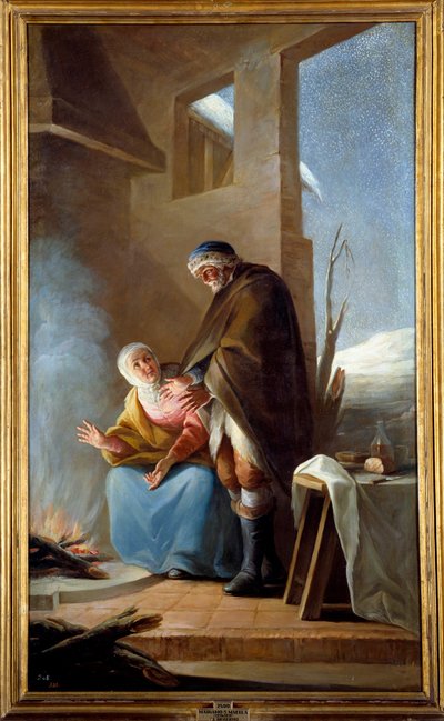 Talvi. Mariano Maellan (1739 - 1819) maalaus Ec. Esp. tekijältä Mariano Salvador de Maella