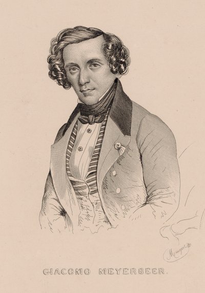 Säveltäjä Giacomo Meyerbeerin muotokuva 1791-1864, 1836. tekijältä Marie Alexandre Menut Alophe