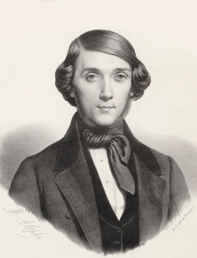 Pianisti ja säveltäjä Jean-Henri Ravinan muotokuva 1818-1906, n. 1845. tekijältä Marie Alexandre Menut Alophe