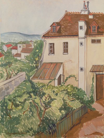 Näkymä puutarhaan (wc ja kynä paperille) tekijältä Marie Clementine (Suzanne) Valadon