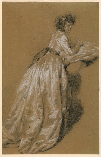 Seisova nainen valkoisessa mekossa tekijältä Marie Françoise Constance Mayer