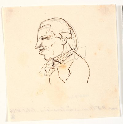 Miesten muotokuva. Profiili vasemmalla. Karikatyyri tekijältä Marie Jeanne Clemens