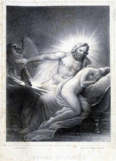 Jupiter ja Semelee. Coupin de Couprien vuonna 1826 tekemä litografia. tekijältä Marie Philippe Coupin de la Couperin