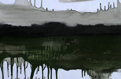 Näkymätön maisema, 2023 (öljy ja hiili paperille) tekijältä Marina Falco