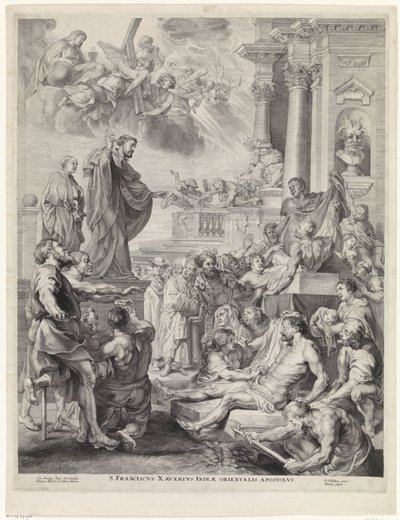 H. Franciscus Xavier viikko sitten teen tot leven St. Francis Xavier, Itä-Intian apostoli (otsikko esineessä) tekijältä Marinus Robyn van der Goes
