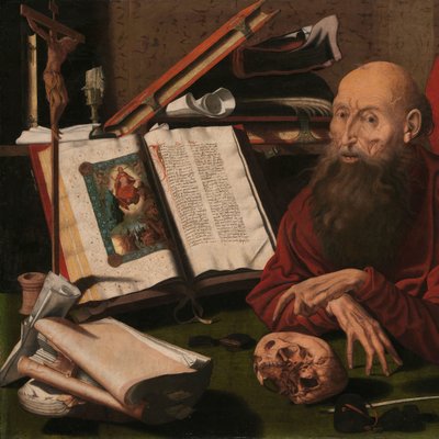 Pyhä Hieronymus työhuoneessaan tekijältä Marinus van Reymerswale (attributed to)