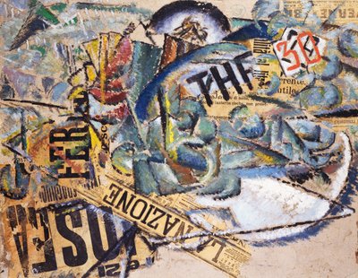 The Nation, Mario Nannini (1895-1918), öljy ja kollaasi pahville, 65x51 cm. Italia, 1900-luku. tekijältä Mario Nannini