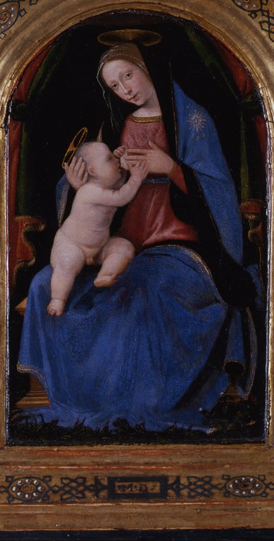 Triptyykki, keskipaneeli: Enthroned Maria lactans, 1500 tekijältä Mariotto Albertinelli