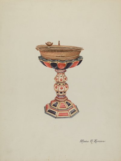 Kastefontti ja -jalusta, c. 1939. tekijältä Marius Hansen