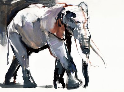 African Elephant, 2012, (sekoitettu media paperille) tekijältä Mark Adlington
