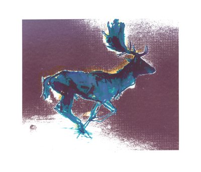 Fallow Buck (sinikeltainen varjo), 2015, (silkkipainatus) tekijältä Mark Adlington
