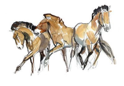 Mistral Three (Przewalski), 2013 (sennelier-muste, akvarelli ja guassi) tekijältä Mark Adlington