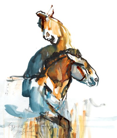 Paleoliittinen (Przewalski), 2013 (sennelier-muste, akvarelli ja guassi). tekijältä Mark Adlington