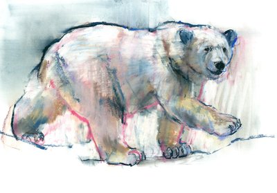Vaaleanpunainen, 2016, (konté ja pastelli paperille) tekijältä Mark Adlington