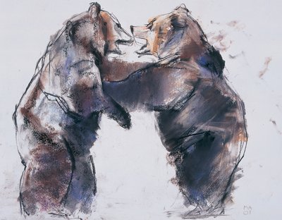 Playfight, 2001 (hiili ja conte paperilla) tekijältä Mark Adlington
