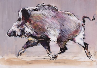 Juokseva karju, 1999 (sekoitetut materiaalit paperille) tekijältä Mark Adlington