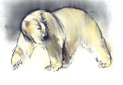 Keltainen aave, 2016, (konté ja pastelli paperille) tekijältä Mark Adlington