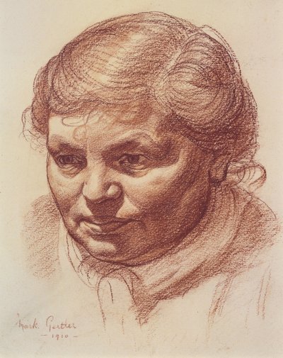 Taiteilijan äidin pää, 1910 (sanguine paperille). tekijältä Mark Gertler