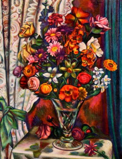 Kukkien asetelma hopeamaljakossa, 1930. tekijältä Mark Gertler