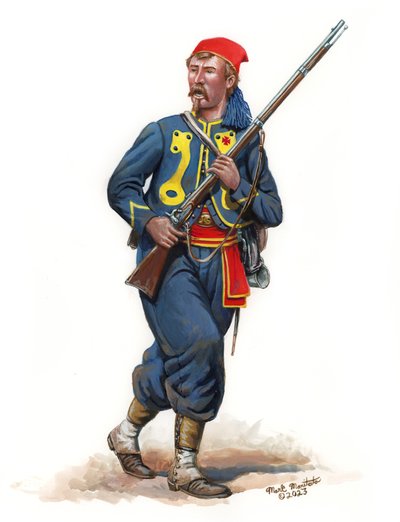 155. Pennsylvanian jalkaväkirykmentti Zouave 1864, 2023 (akryyli, guassi, Bristol) tekijältä Mark Maritato