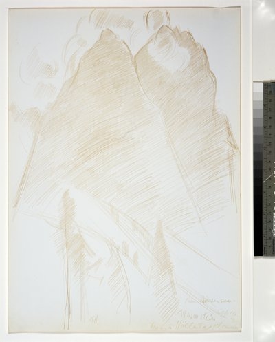 Vuoristomaisema, Twin Peaks ja puut etualalla, 1933 tekijältä Marsden Hartley