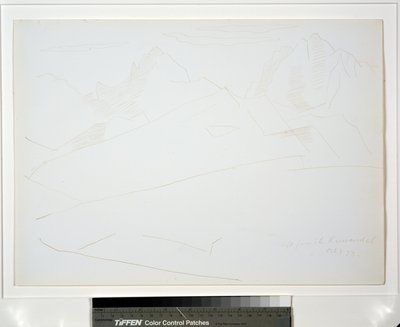 Vuoristomaisema pilvien kanssa tekijältä Marsden Hartley