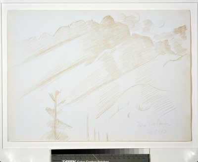 Vuoristomaisema pilvien ja puiden kanssa tekijältä Marsden Hartley
