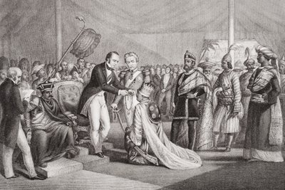 Grand Durbar Cawnporessa Sepoyn kapinan tukahduttamisen jälkeen, 1858, 